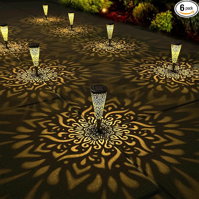gardencave 6 Pack Solar Lights Outdoor Garden Decorative Mandala Solar Garden by gardencave