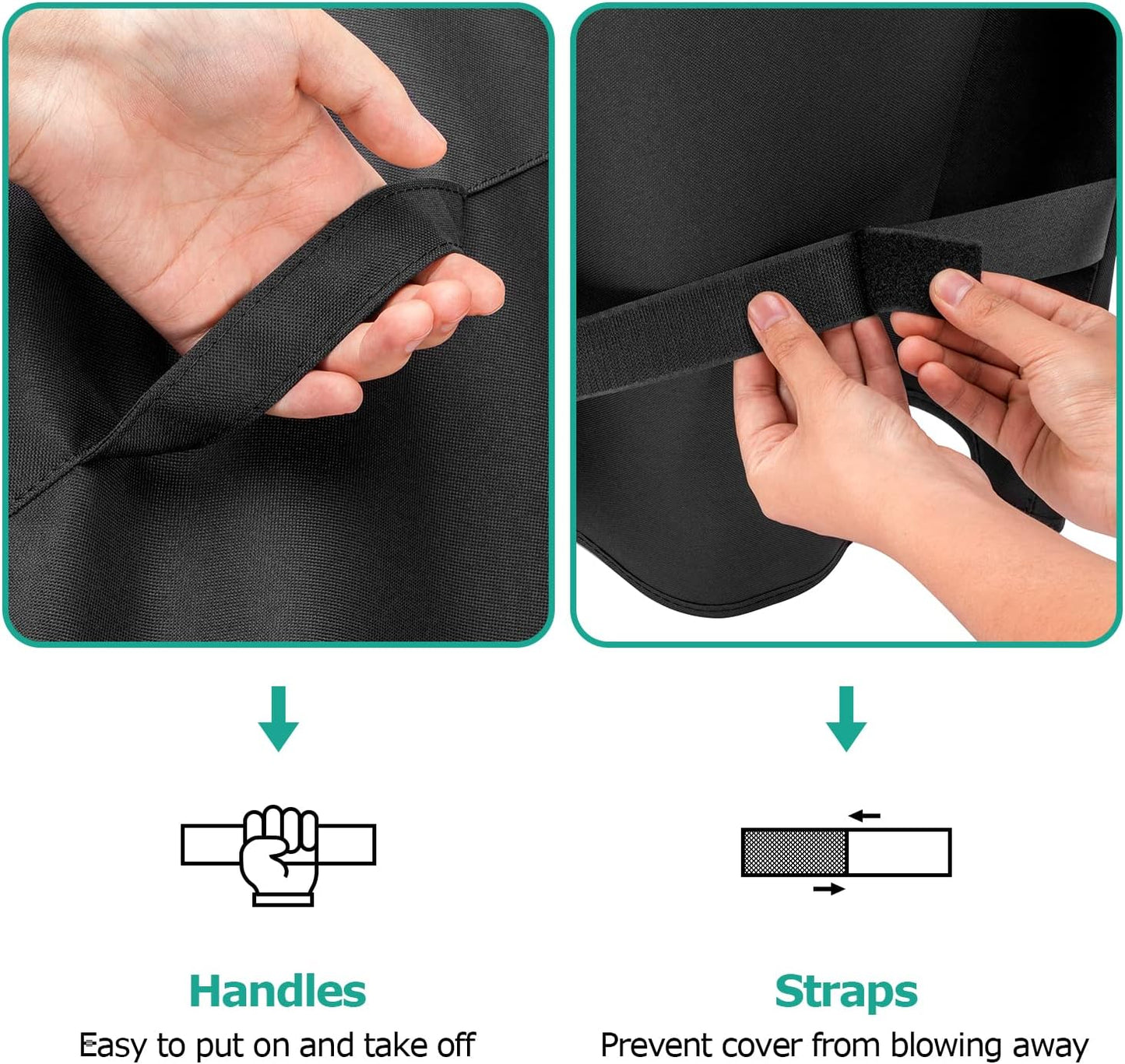 SunPatio Gas Grill Cover 60 Inch, Outdoor Heavy Duty Waterproof Barbecue Gas Cover, UV and Fade Resistant, All Weather Protection Compatible for Weber Charbroil Brinkmann Grills and More, Black