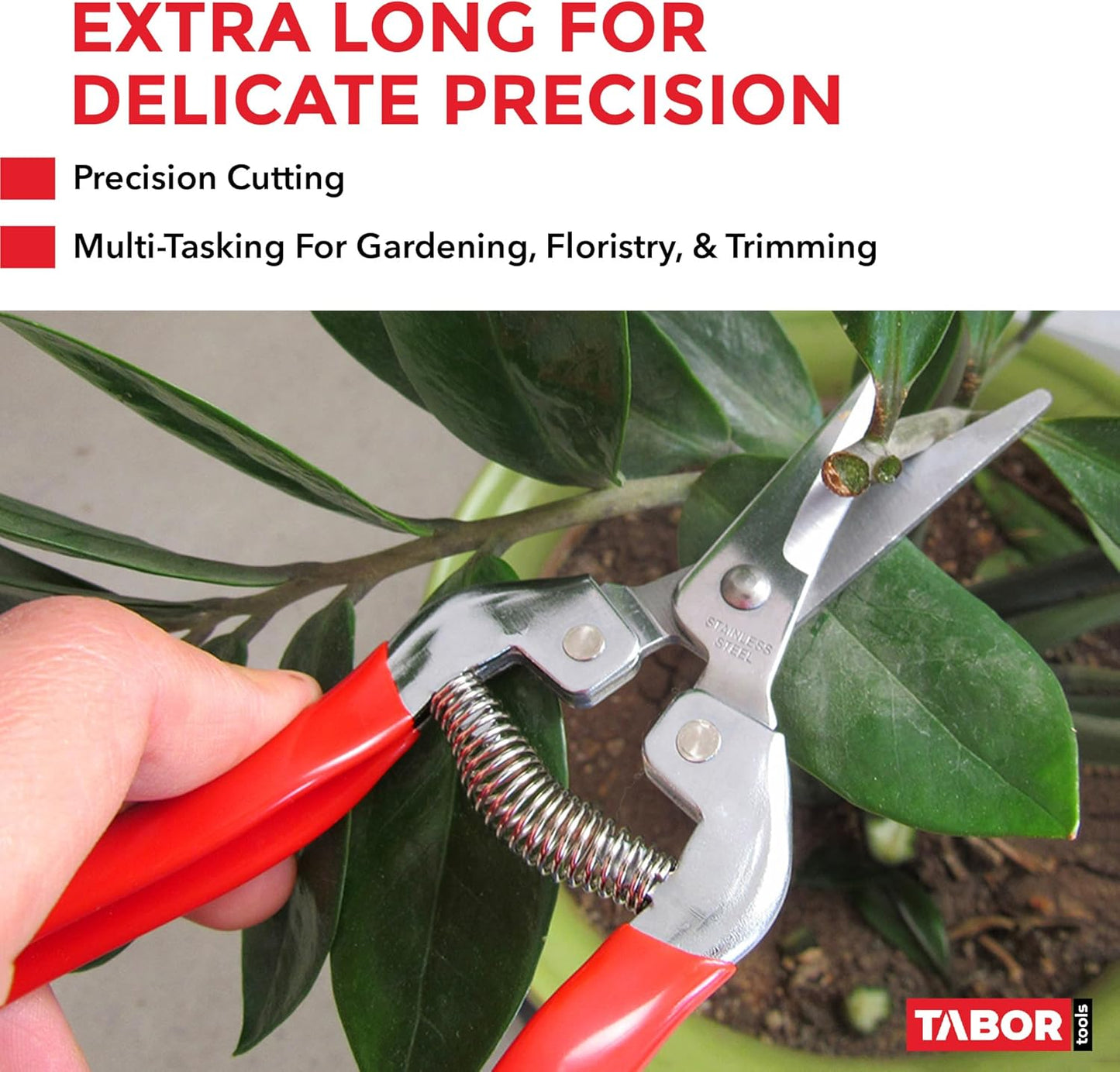 TABOR TOOLS Pruning Shears, Florist Scissors, Multi-Tasking Garden Snips for Arranging Flowers, Trimming Plants and Harvesting Herbs, Fruits or Vegetables. K17A. (Straight, Stainless Steel Blades)