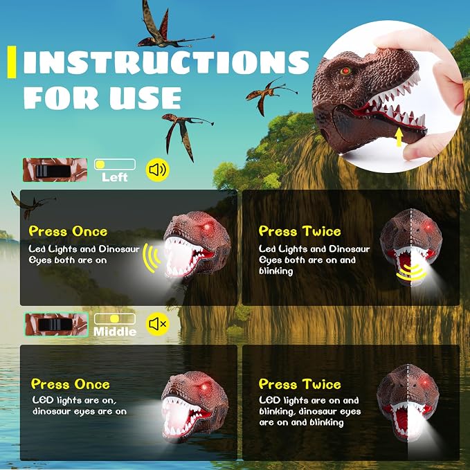 Dysaim Kids Headlamp, Dinosaur LED Rechargeable Headlamp - Image 4