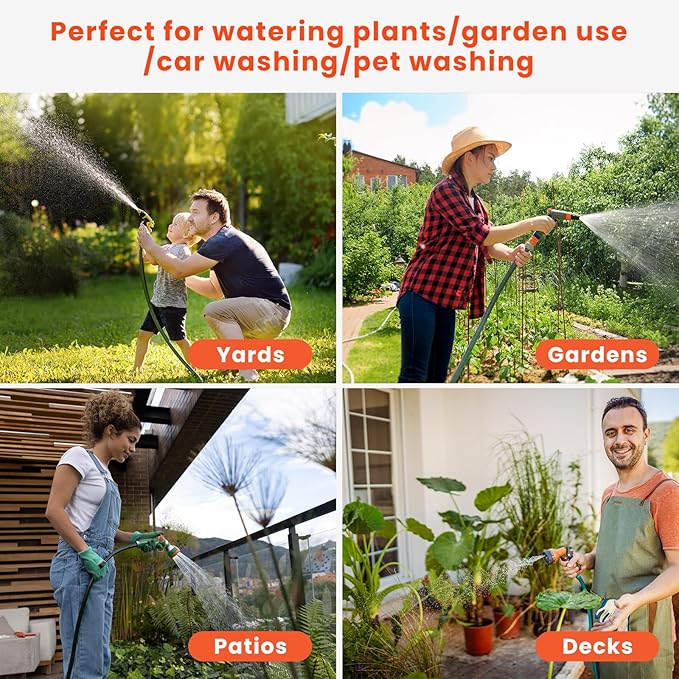 Upgraded Retractable Garden Hose Reel 1/2" x 155 ft Pro 180° Swivel Metal Bracket Automatic Retract Heavy Duty Hose Reels Wall Mount Any Length Lock 9 Pattern Nozzle Garden Watering