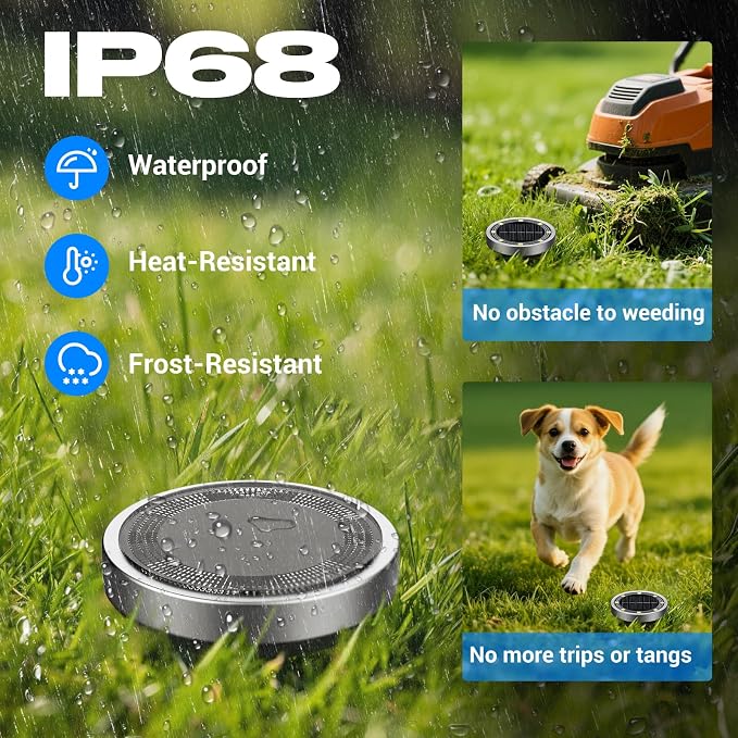 Peasur Solar Ground Lights Outdoor, 12 Pack Flat Solar Powered Disc Lights - Image 3