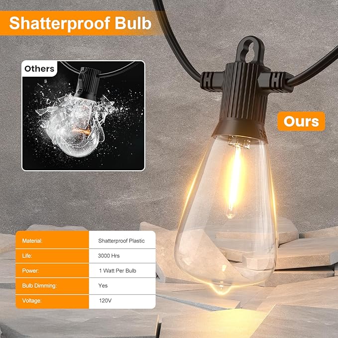 ZOTOYI Outdoor String Lights, 25FT Waterproof Patio Lights - Image 4