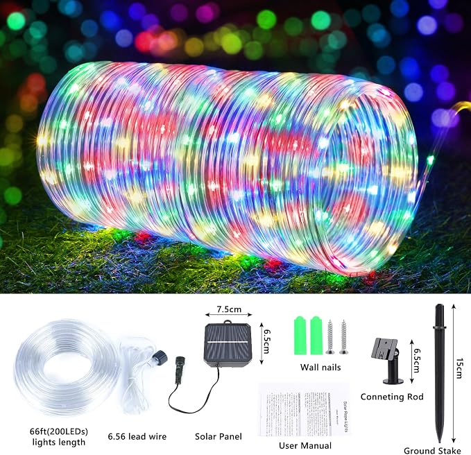 Solar Rope Lights, 2 Packs Total 132ft 400LED Solar String Lights, 8 Modes - Image 5