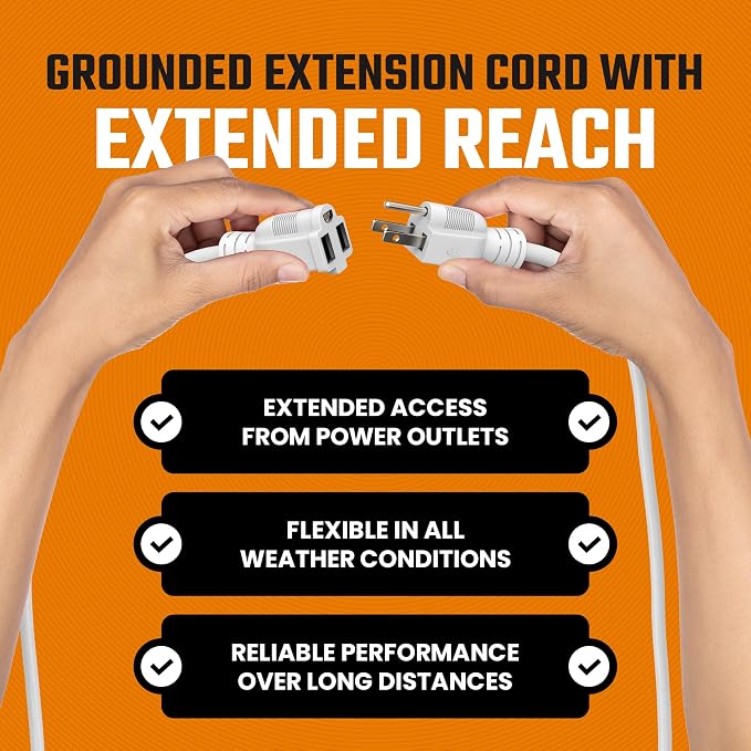 Heavy Duty Outdoor Extension Cord/Wire Power Cable, Indoor/Outdoor Power Cord - Image 7