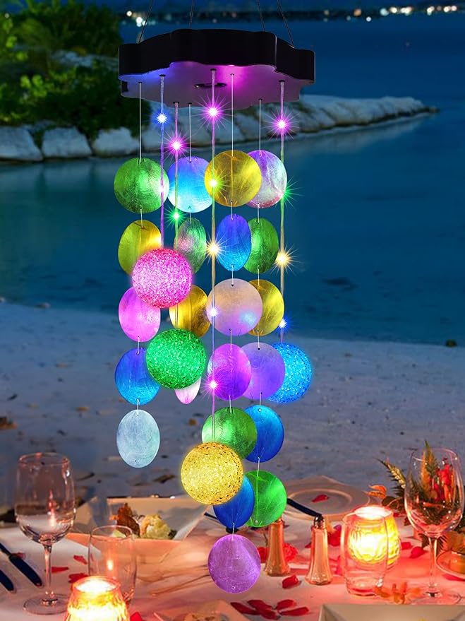Toodour Solar Wind Chimes for Outside, Hanging Pastel Lights by Toodour