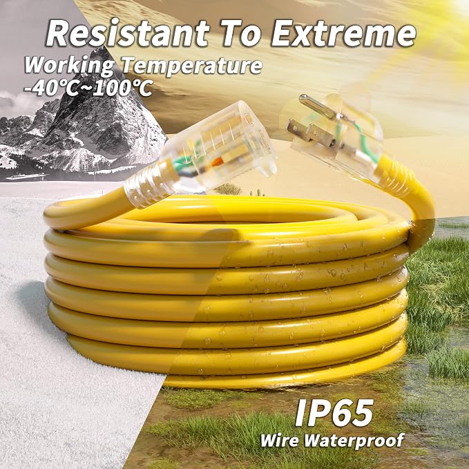 PlugSaf 50ft 12/3 Gauge Outdoor Extension Cord Waterproof - Image 7