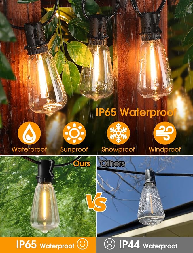 Larkvue 100FT Outdoor String Lights, Patio Lights - Image 8