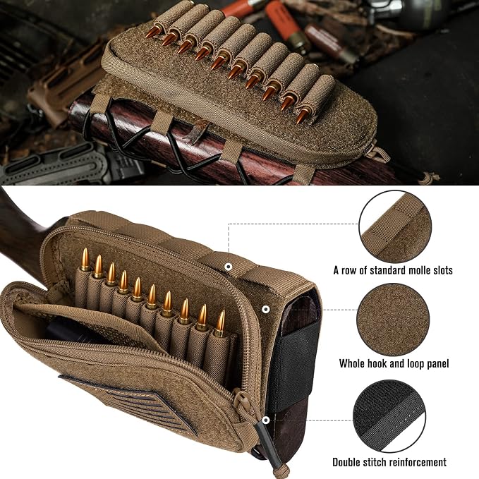 PETAC GEAR Tactical Buttstock Rifle Stock Pack/Adjustable Shell Holder Cheek - Image 4