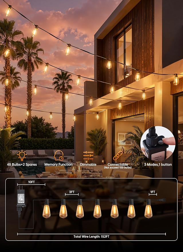 Minetom 152FT Outdoor String Lights - Image 6