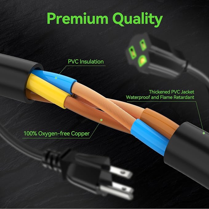 Power Extension Cord 1FT/12Inch, Short 3 Prong Electric Extension Cable Outlet - Image 4