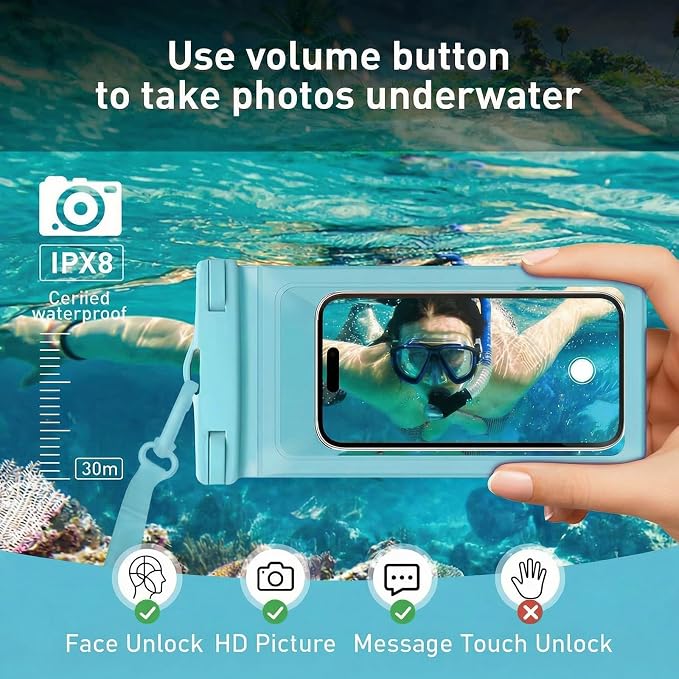 Waterproof Phone Case, with Inside Card Pack, IPX8 Under Water Phone Bag - Image 4