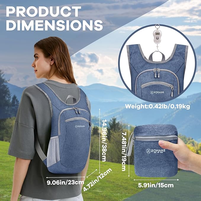 ZOMAKE Ultra Lightweight Packable Backpack 10L, Small Foldable Backpacks Hiking - Image 2