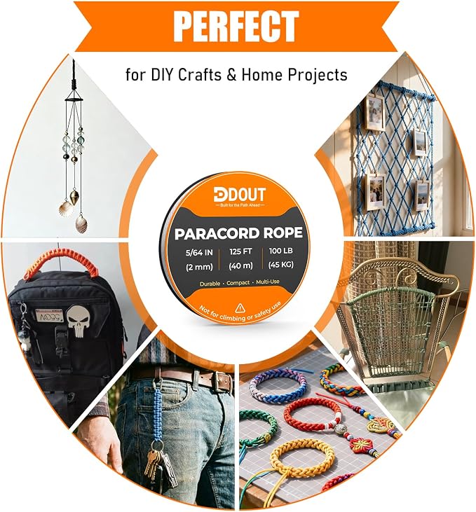 DDOUT 2mm Paracord 100lb, Thin Micro Paracord Rope, DIY Projects, Camping & - Image 4