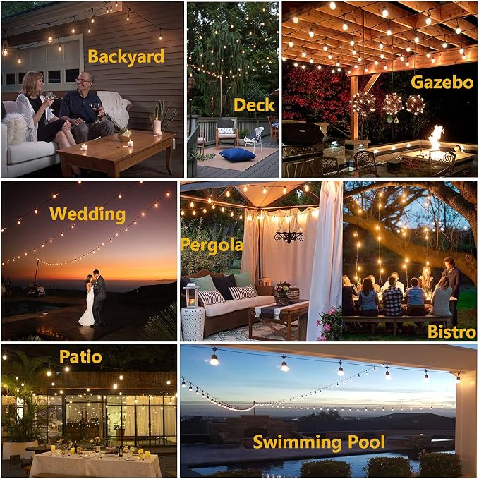 Outdoor String Lights LED 150FT Waterproof Heavy-Duty Patio Lights String - Image 4