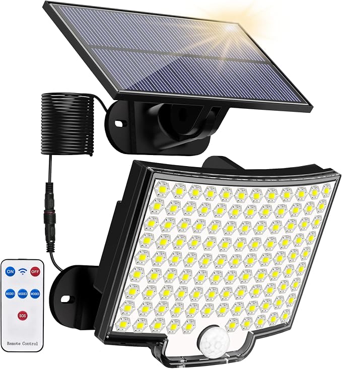 Solar Lights Outdoor, 106 LED 3000LM Solar Powered Motion Sensor Flood Lights by KKERNOWO