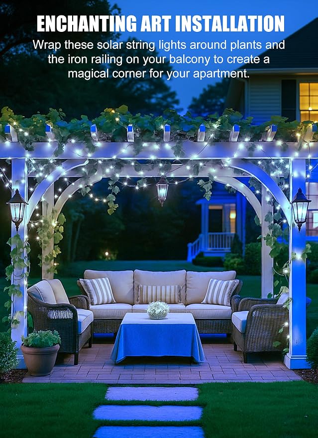 Brightown Outdoor Solar String Lights, 2 Pack 33 Feet 100 Led Solar Powered - Image 2