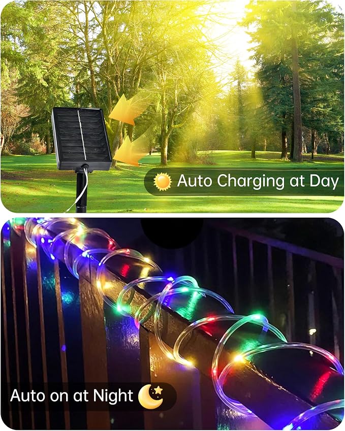 Solar Rope Lights Outdoor, 2 Packs Total 144FT 400LED Solar String Lights - Image 4