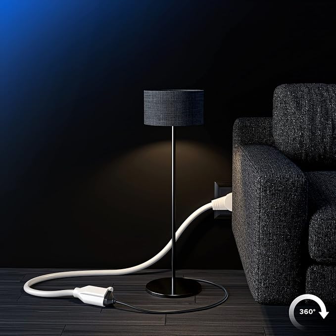 Maximm Extension Cord 6 Foot White Flat Plug, 360° Rotating Short Power Cord - Image 9