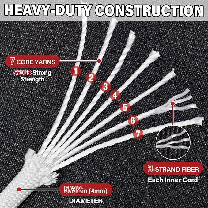 Paracord Rope 550 lb - 200ft 5/32" Parachute Cord 4MM 7-Strand para Cord - - Image 3