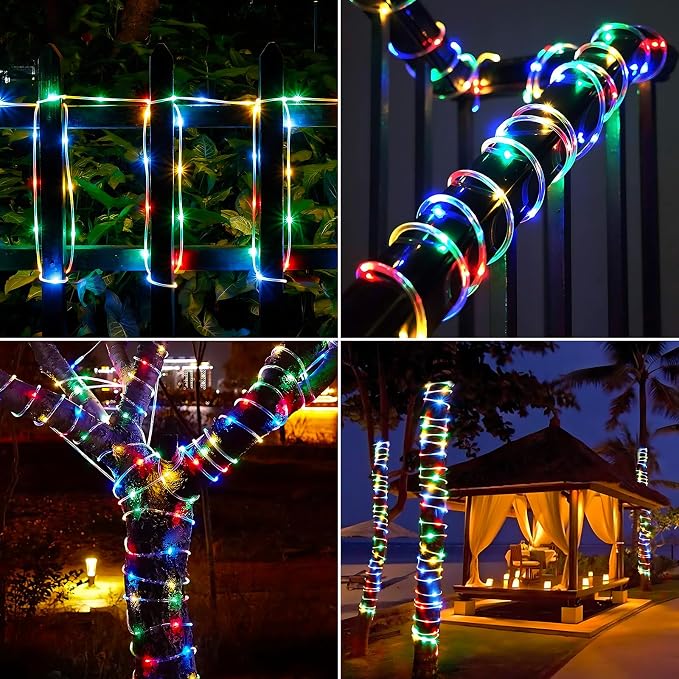 Solar Rope Lights, 66ft 200LED Solar String Lights, 8 Modes Waterproof Solar - Image 7