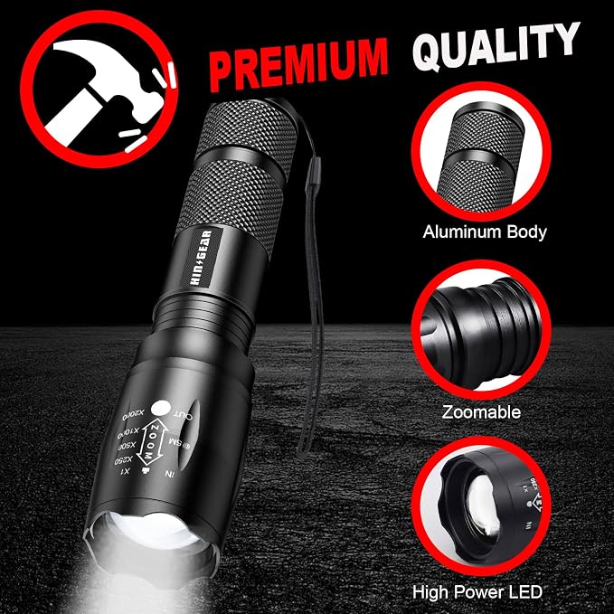 1 Mode Flashlights 6 Pack, Bright Zoomable LED Tactical Flashlight High Lumens - Image 5