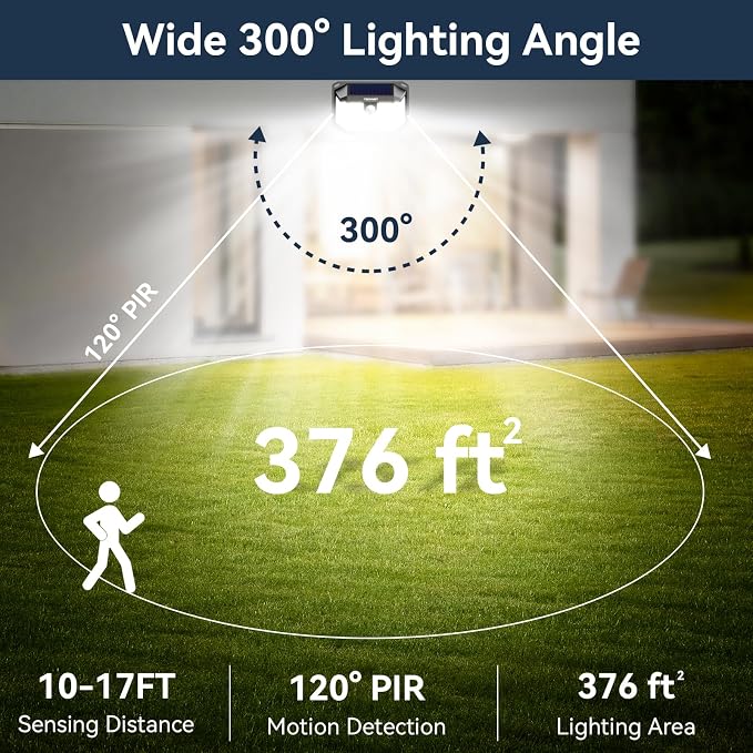 TECKNET 231 LED Solar Motion Lights Outdoor Waterproof, 10 Pack 300° Angle & 3 - Image 3