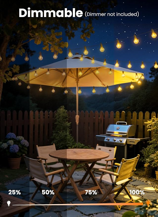 Outdoor String Patio Lights, 50FT 50 LED Patio Lights Waterproof, Connectable - Image 3