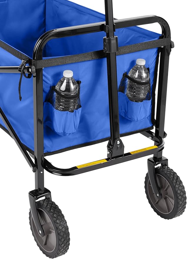 Amazon Basics Collapsible Folding Heavy Duty Utility Wagon for Outdoor Sports, 265 pounds Weight Capacity, Camping, Garden, and Shopping, 27.6 x 40.9 x 20 inches, Blue