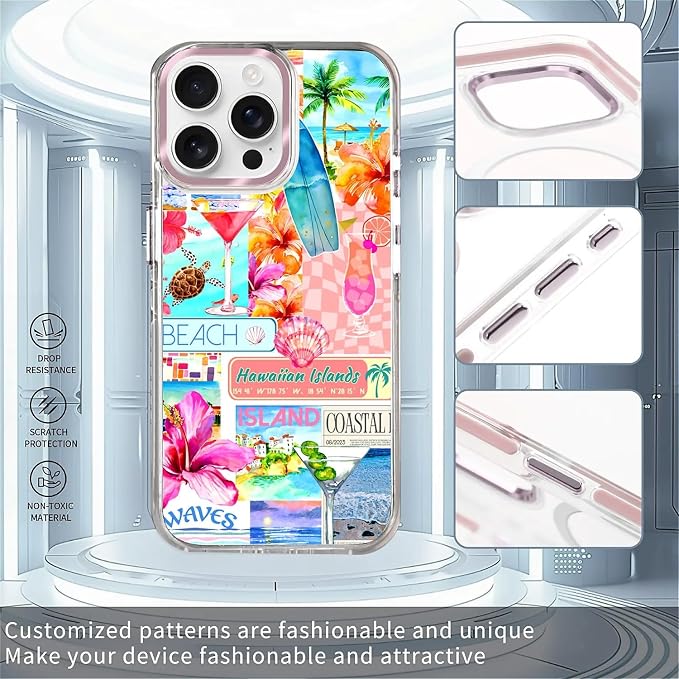 Case for iPhone 13 Pro, Coastal Beach Cover Coquette Collage Phone Case - Image 2