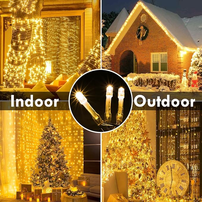 288FT 800LED Extra-Long String Lights Indoor Outdoor Clear Wire, Warm White - Image 6