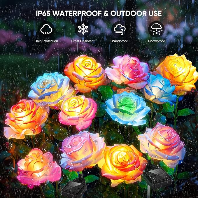 8 Pack Solar Flowers Lights Outdoor Waterproof - Image 2