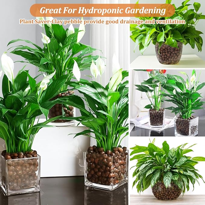 Riare 10 LBS Organic Expanded Clay Pebbles for Plants- 4mm-16mm Natural Leca Balls Lightweight Hydroponic Clay Pebbles Aggregate for Indoor Plants, Hydroponic Growing, Plants Drainage, Aquaponics