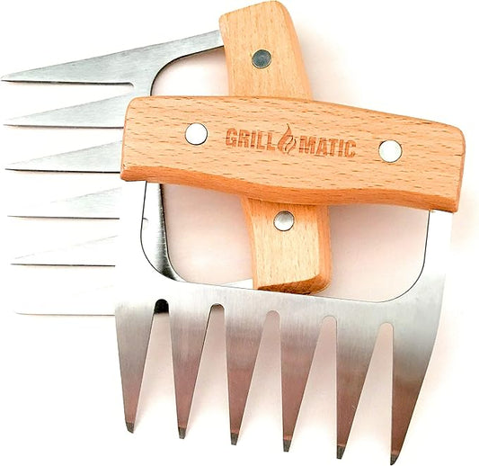 Meat Shredder Claws - Professional, Stainless Steel, Easy to Use, Lightweight, Heat Resistant Claws for Pulling, Shredding, Lifting and Serving Chicken, Turkey, Pork, Beef and Game