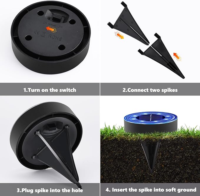 Joomer Solar Ground Lights, 12 Pack 8 LED Solar Lights Outdoor Waterproof IP68 - Image 5
