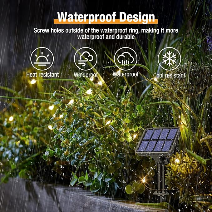 btfarm 2 Pack Solar String Lights Outdoor, 66FT 160LED Solar Fairy Lights - Image 3