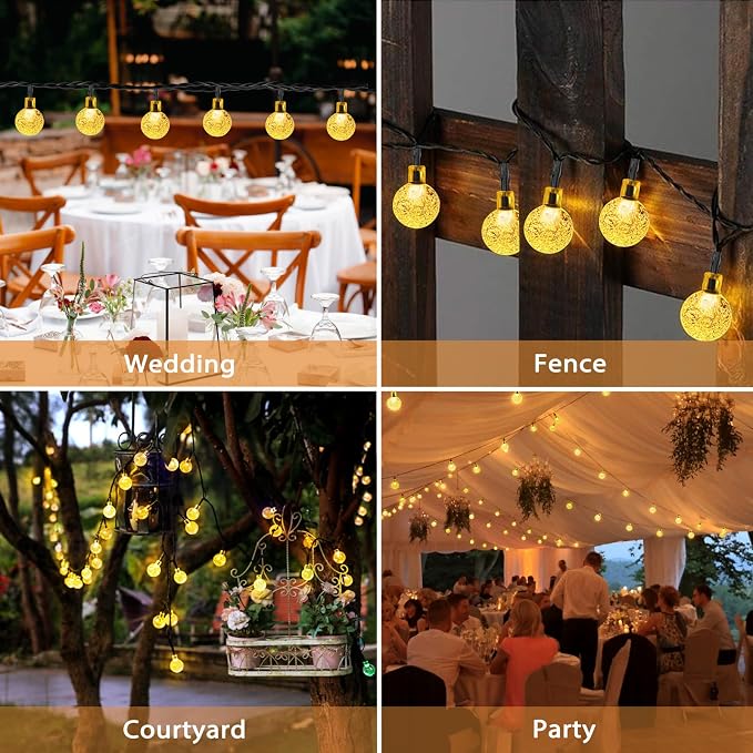 Outdoor Solar String Lights, 46FT 66LED 8Modes Crystal Solar Powered Christmas - Image 6