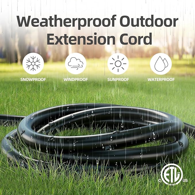 TiFFCOFiO Indoor Outdoor Extension Cord Waterproof, 25 Feet 3 Prong Power Cord - Image 4