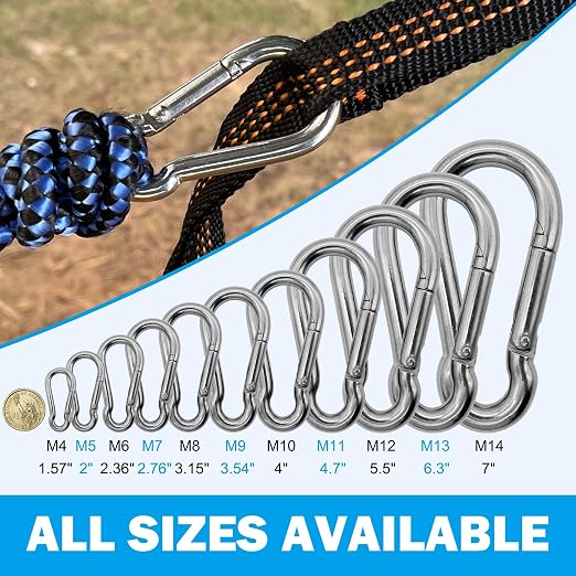 304 Stainless Steel Carabiners -6.3 inch Heavy Duty, Durable & Rust-Free Clips - Image 5