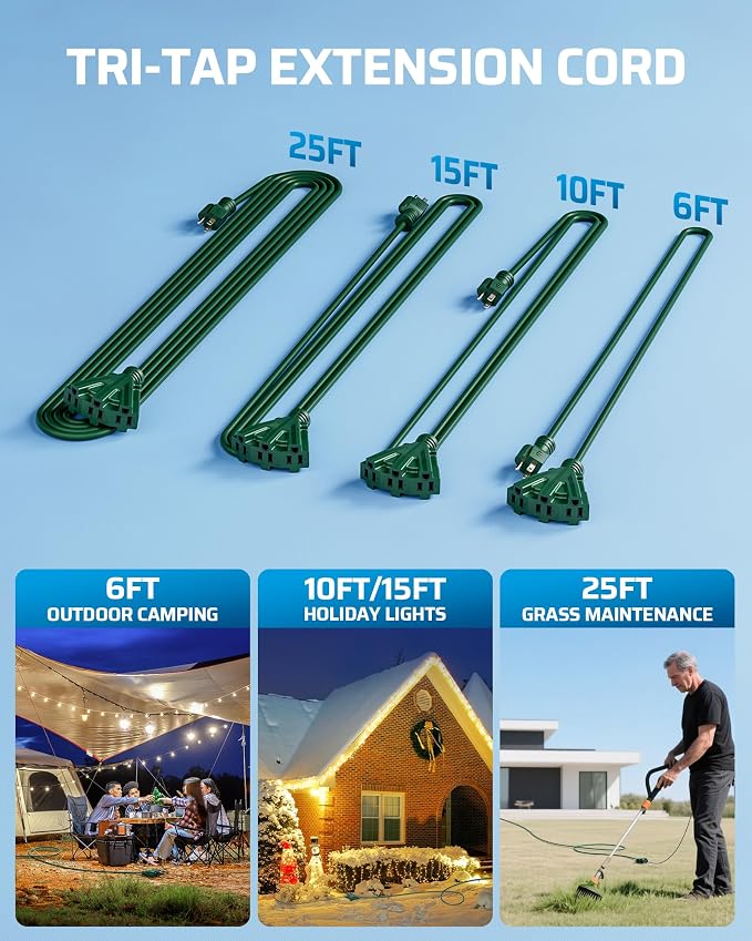 DEWENWILS 6FT Outdoor Extension Cord, Weatherproof 16/3 SJTW Power Cable - Image 3