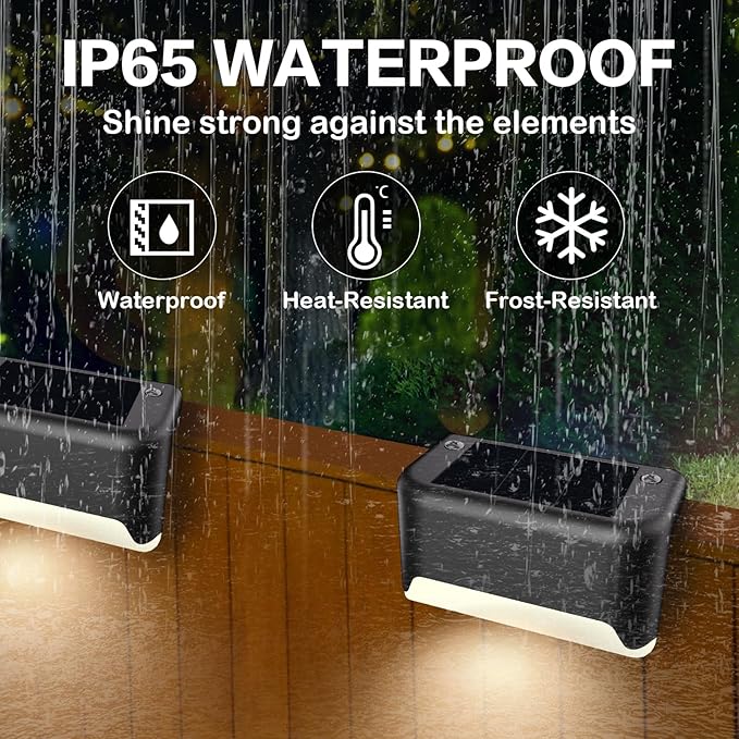 BKBB PPBB Solar Deck Lights Outdoor, Waterproof LED Solar Lights - Image 9