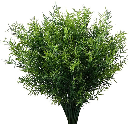 Artificial Plants Flowers Grass Shrubs 8 Pack No Fade Faux Plastic Flowers Outdoor for Farmhouse Garden Porch Patio Indoor Wedding Decoration Greenery Fake Plants uv Resistant
