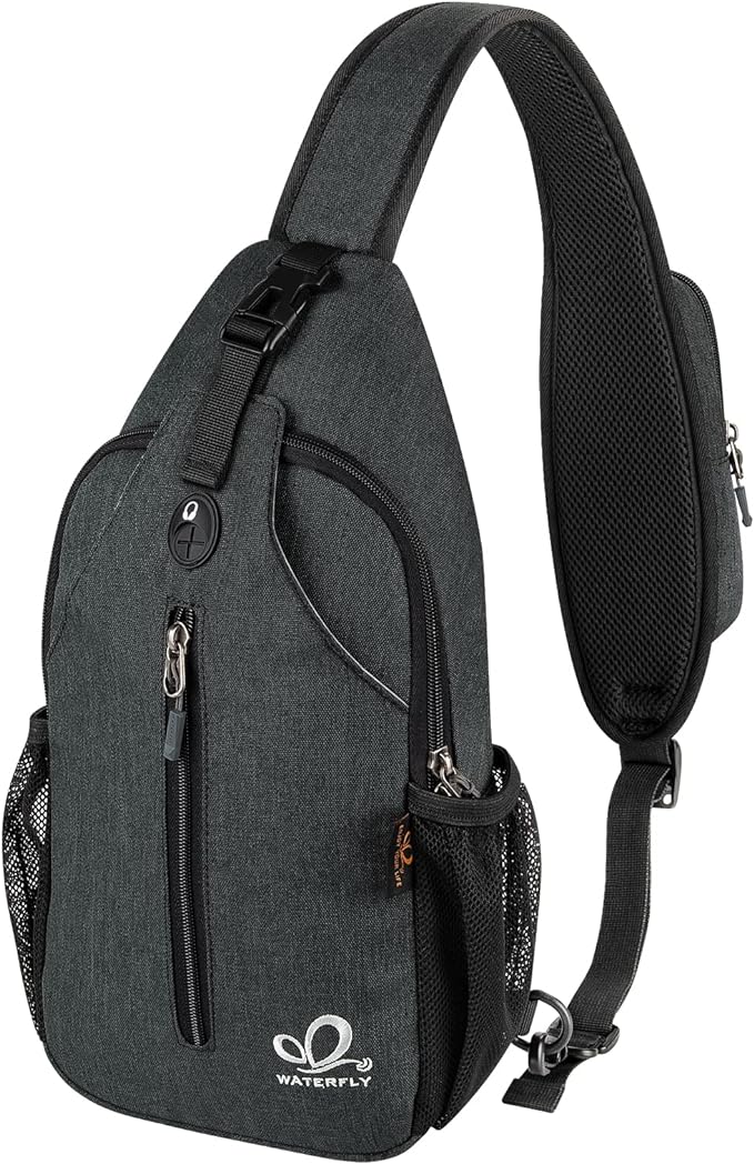 WATERFLY Crossbody Sling Backpack Sling Bag Travel Hiking Chest Bag Daypack by Waterfly