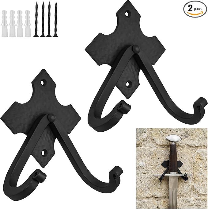 Mystic Colonial Rustic Cast Iron Wall Hooks, Heavy Duty Retro Utility Hooks by SaKeGa