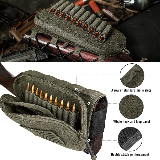 PETAC GEAR Tactical Buttstock Rifle Stock Pack/Adjustable Shell Holder Cheek - Image 5