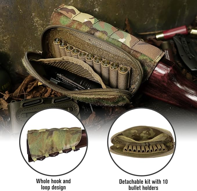 PETAC GEAR Tactical Buttstock Rifle Stock Pack/Adjustable Shell Holder Cheek - Image 4