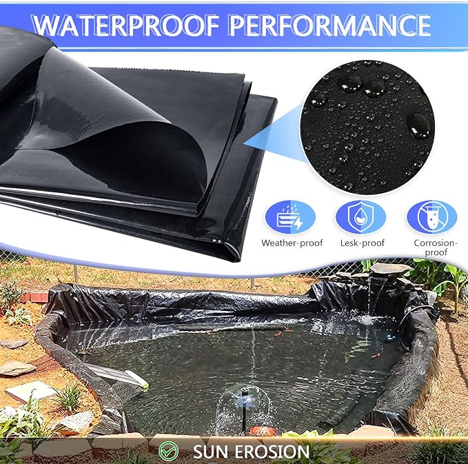 ToLanbbt Pond Liner 4 x 7 Ft HDPE Pond Liners, 20 Mil UV Resistant Preformed - Image 4