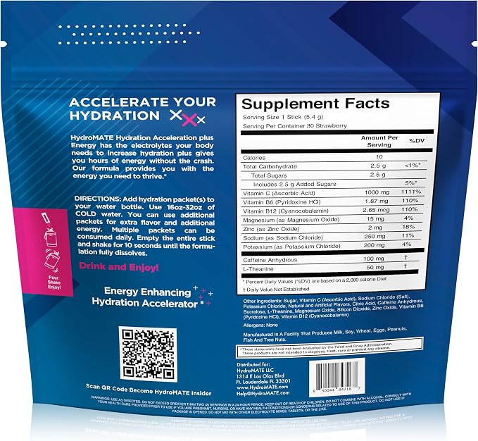 NatureWorks HydroMATE Electrolytes Powder Drink Mix Packets Hydration - Image 3