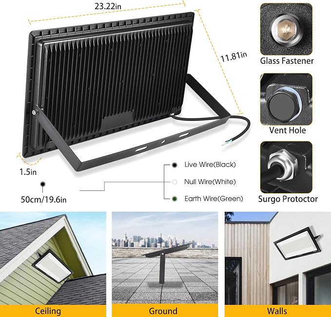 XYCN 500W LED Flood Light, Super Bright 58, 500LM Daylight 5000K IP66 - Image 4