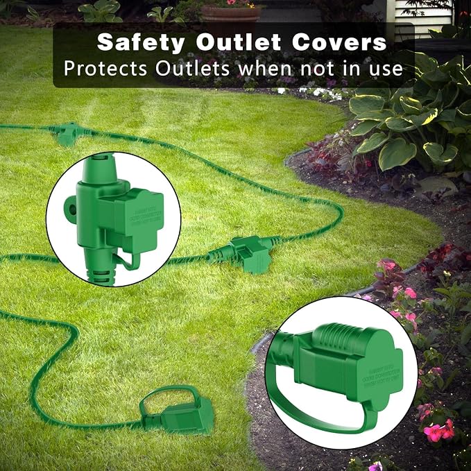 K KASONIC - Outdoor Extension Cord 100 FT, Evenly Spaced 12 Outlets Plugs - Image 5